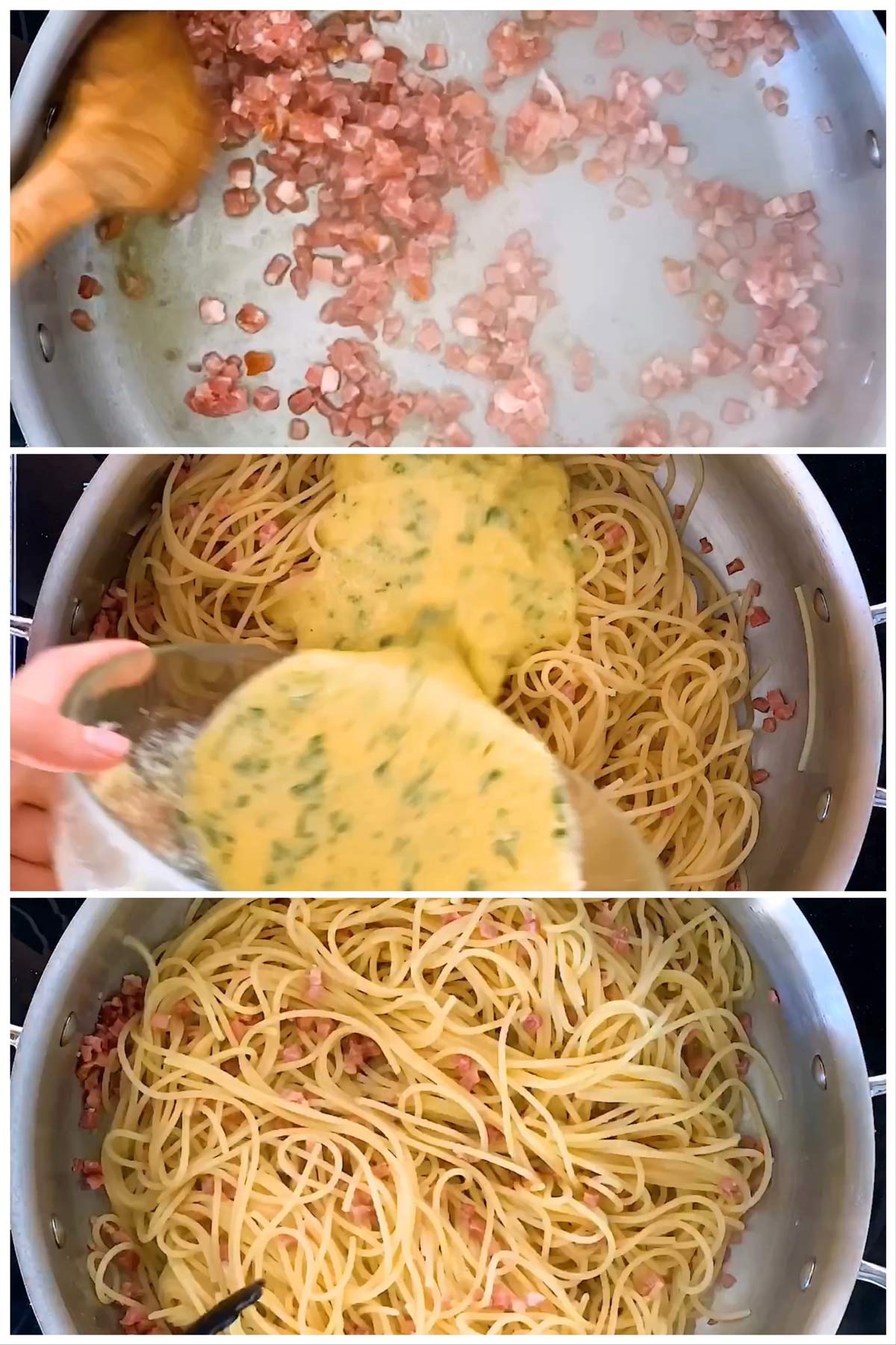 Bildanleitung zum Zubereiten von Spaghetti Carbonara